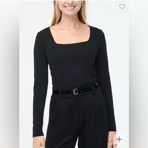 J.Crew Squareneck long-sleeve top in black